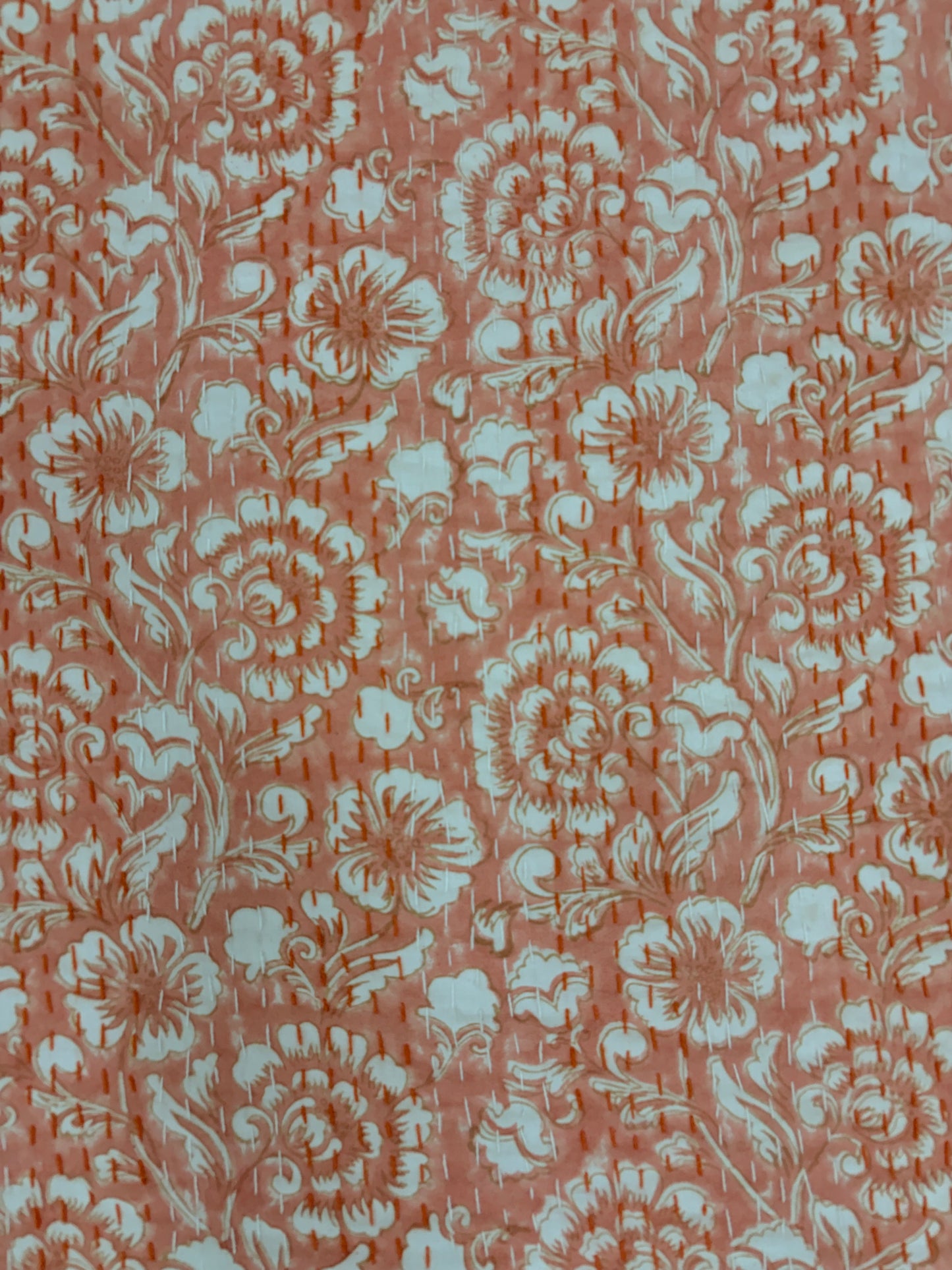 Blush Pink Floral Cotton Bedspread | Hand Block Printed Bedding