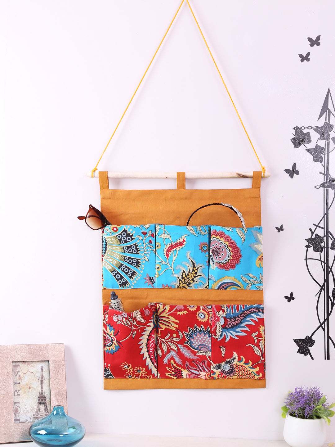 Rajasthan Décor Multipurpose 6 Pocket Wall Hanging Organizer I Space Saver