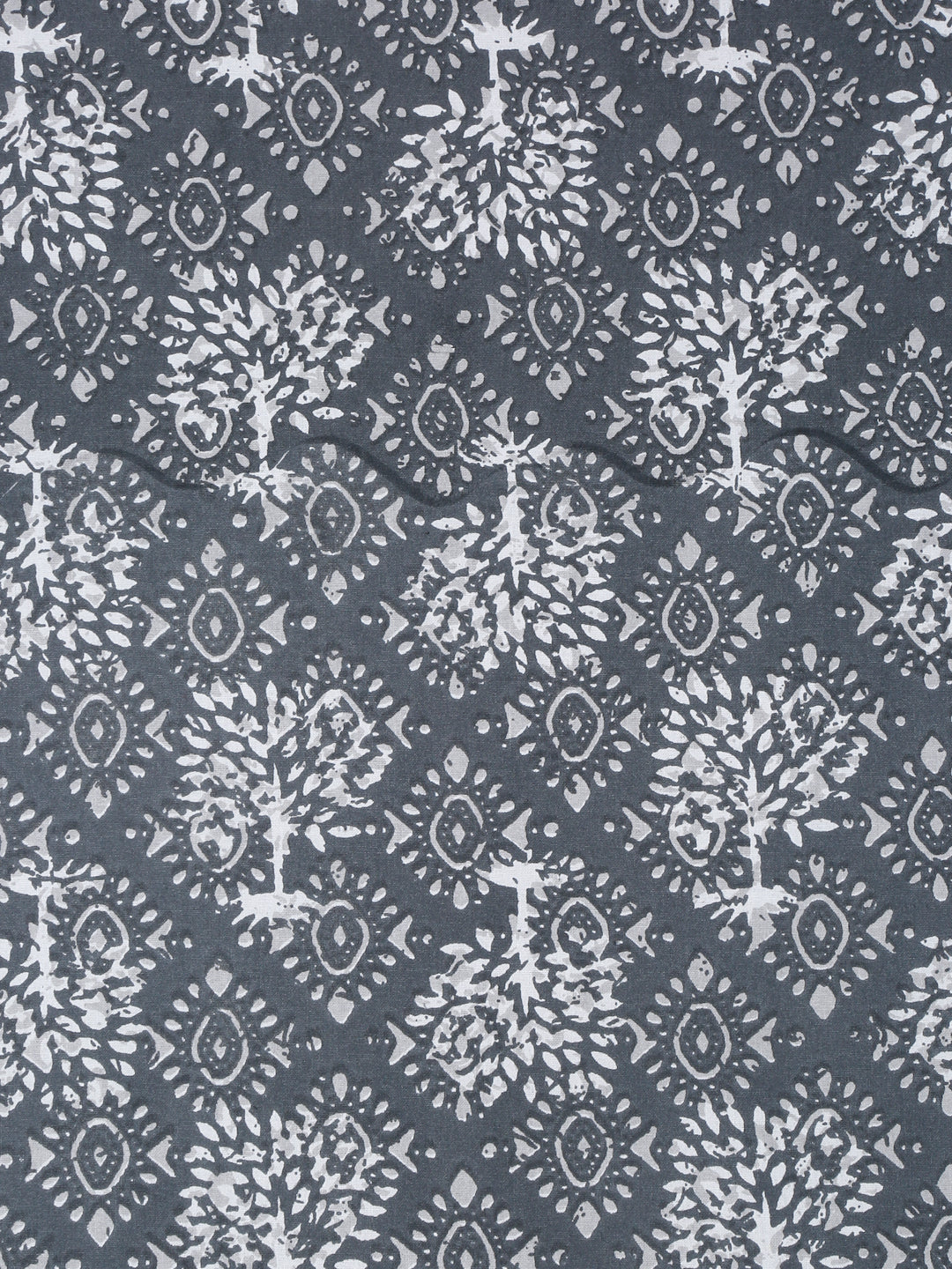 Grey Floral Print 144 TC Cotton Single Bed Sheet with 1 Pillow Cover
