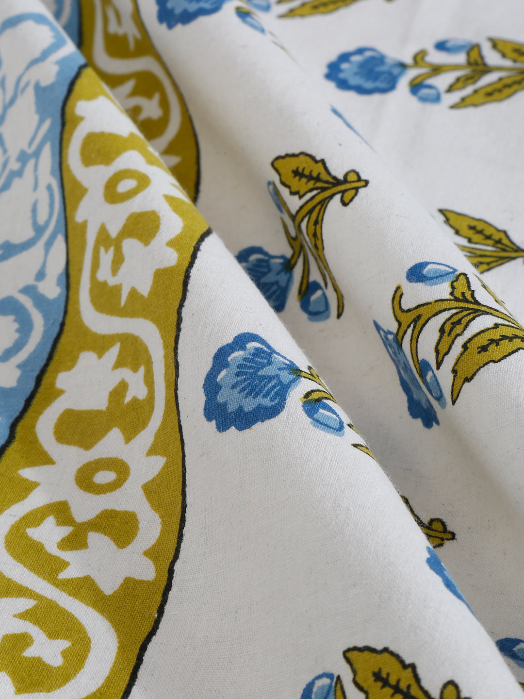 White Floral Print 144 TC Cotton Single Bed Sheet with 1 Pillow Cover
