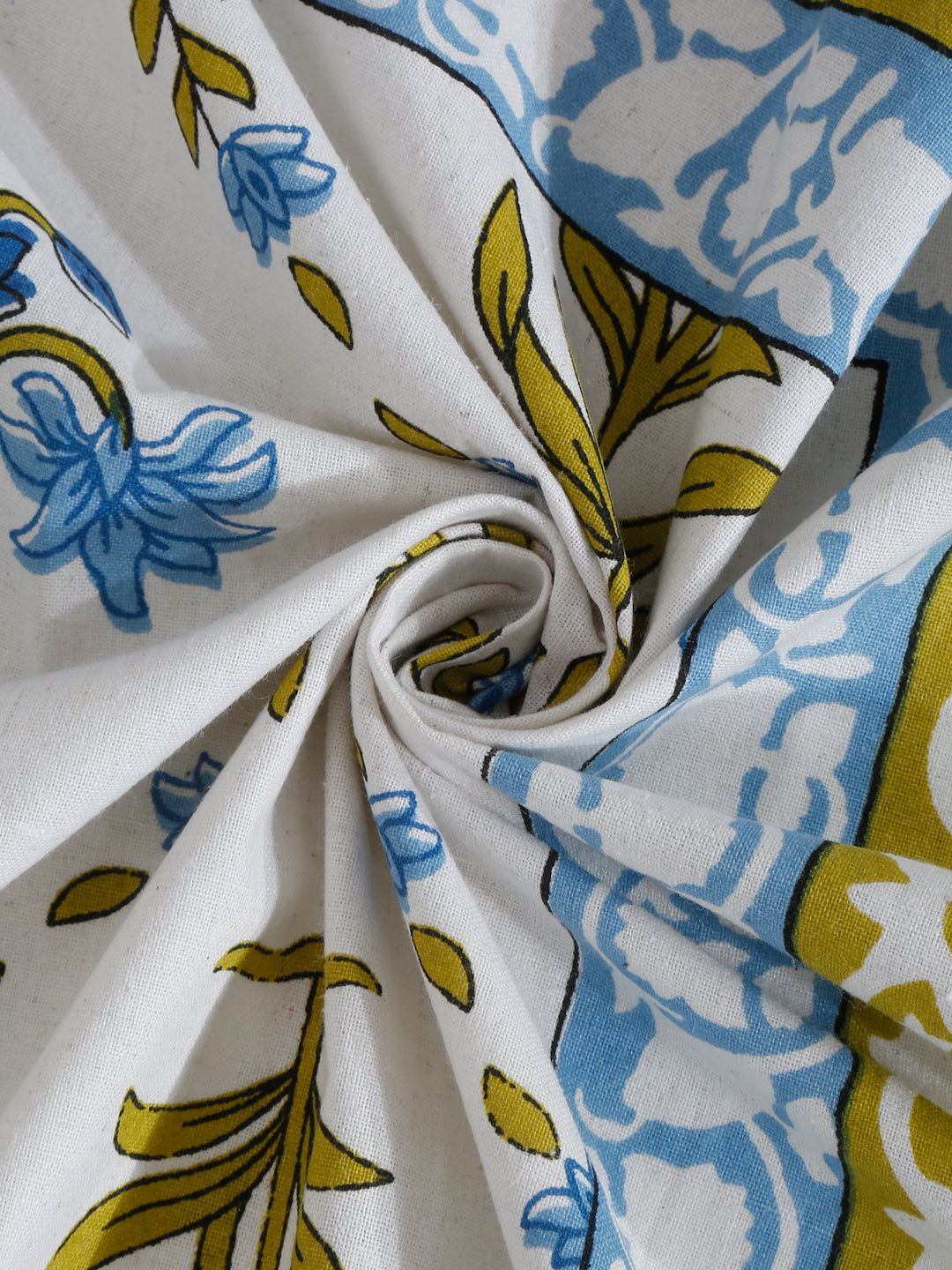 White Floral Print 144 TC Cotton Single Bed Sheet with 1 Pillow Cover