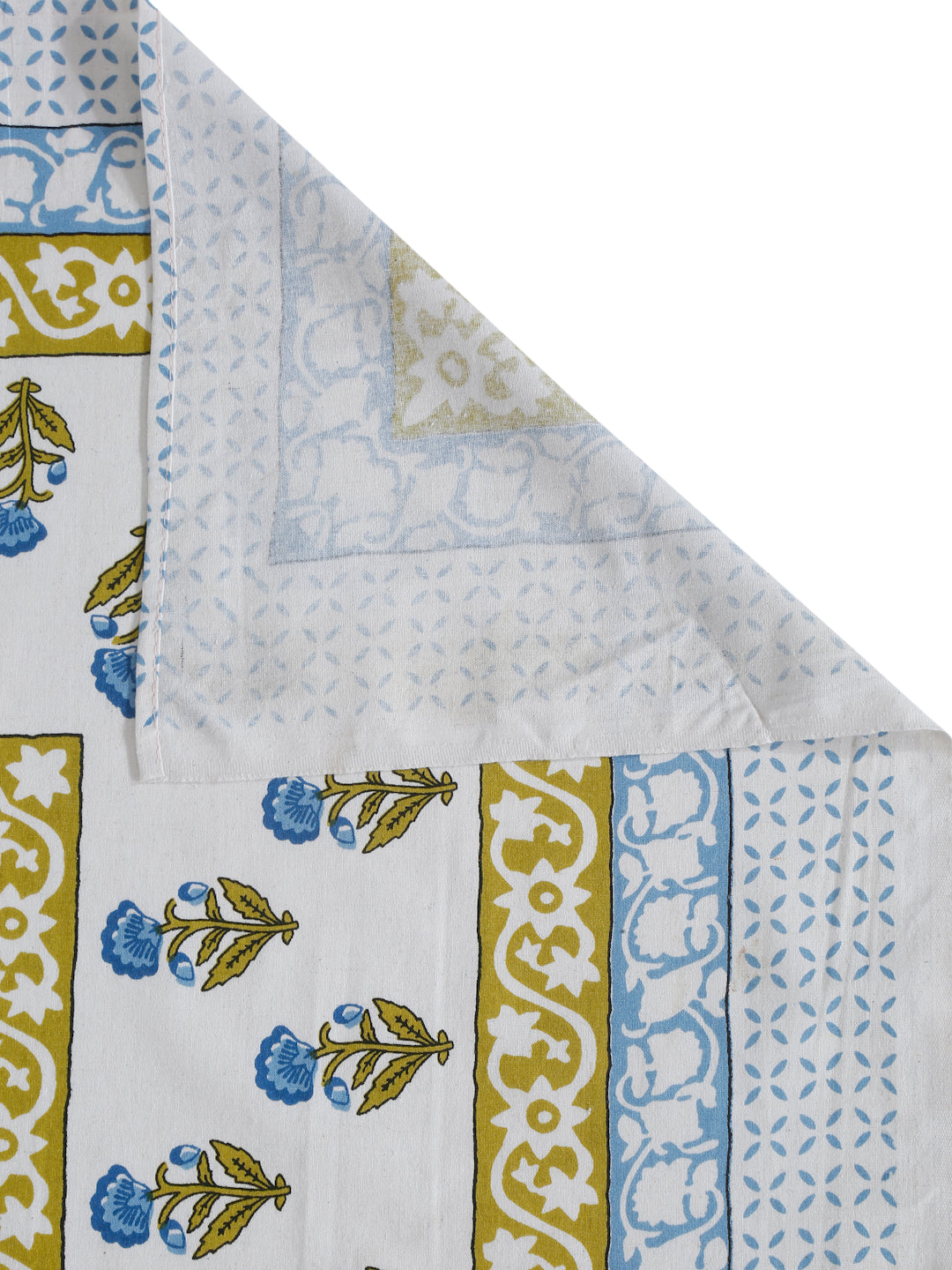 White Floral Print 144 TC Cotton Single Bed Sheet with 1 Pillow Cover