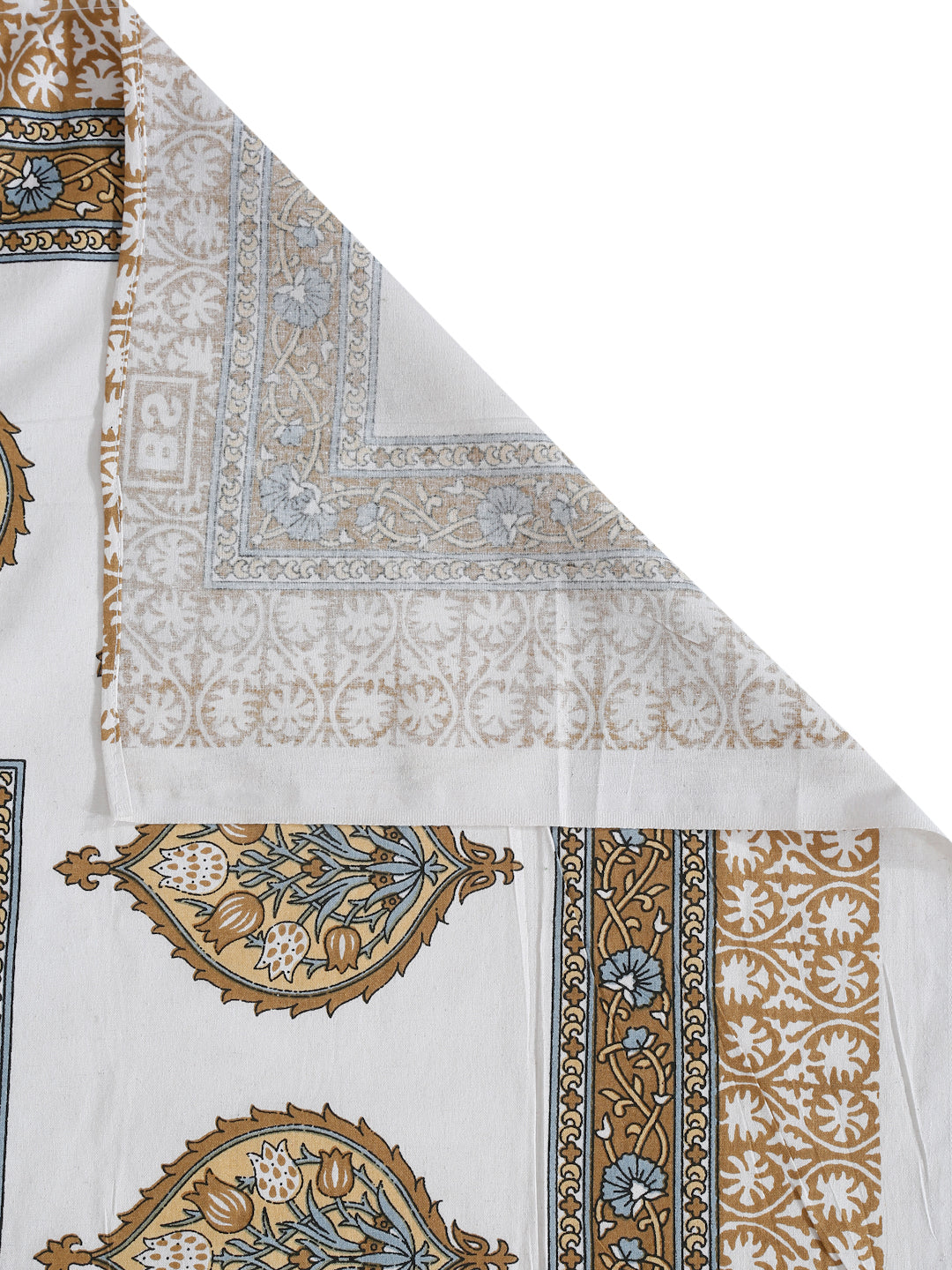 White and Mustard Floral Print 144 TC Cotton Single Bed Sheet with 1 Pillow Cover