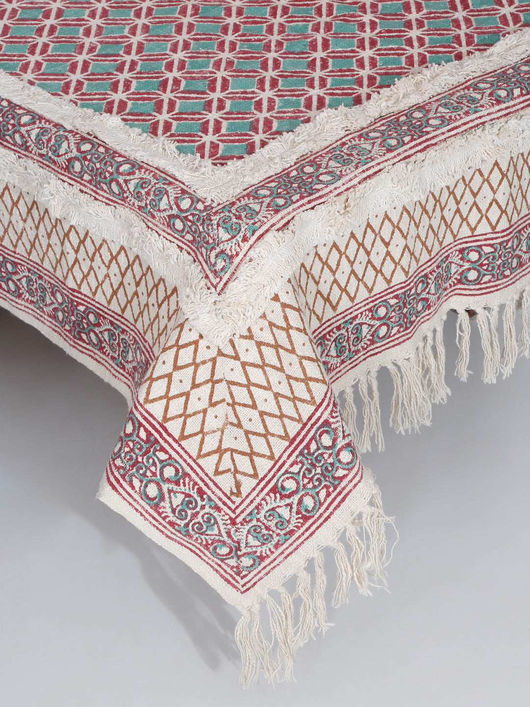 Rajasthan Decor 100% Cotton Hand Block Bed Spread with 2 Pillow Cover - Multi Colour