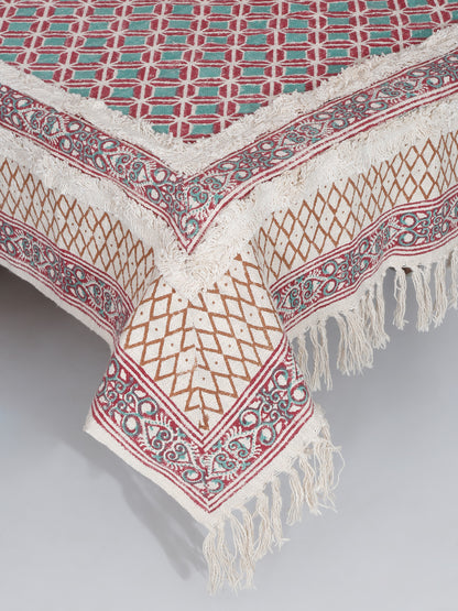 Rajasthan Decor 100% Cotton Hand Block Bed Spread with 2 Pillow Cover - Multi Colour