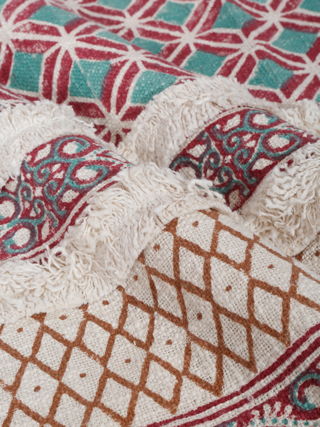 Rajasthan Decor 100% Cotton Hand Block Bed Spread with 2 Pillow Cover - Multi Colour