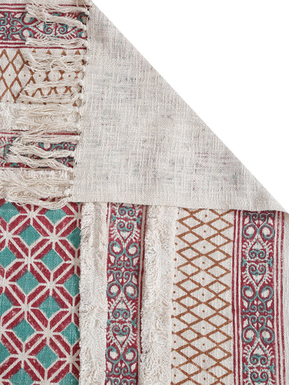 Rajasthan Decor 100% Cotton Hand Block Bed Spread with 2 Pillow Cover - Multi Colour