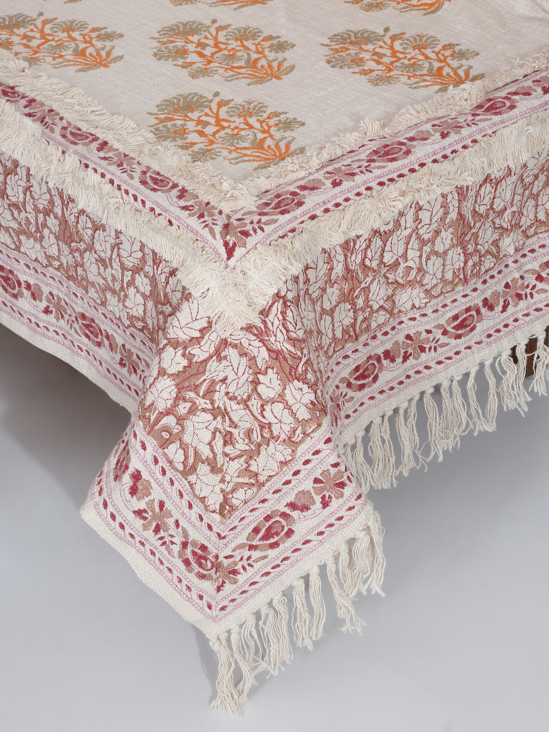 100% Cotton Hand Block  Multi Colour Bed Spread with 2 Pillow Cover