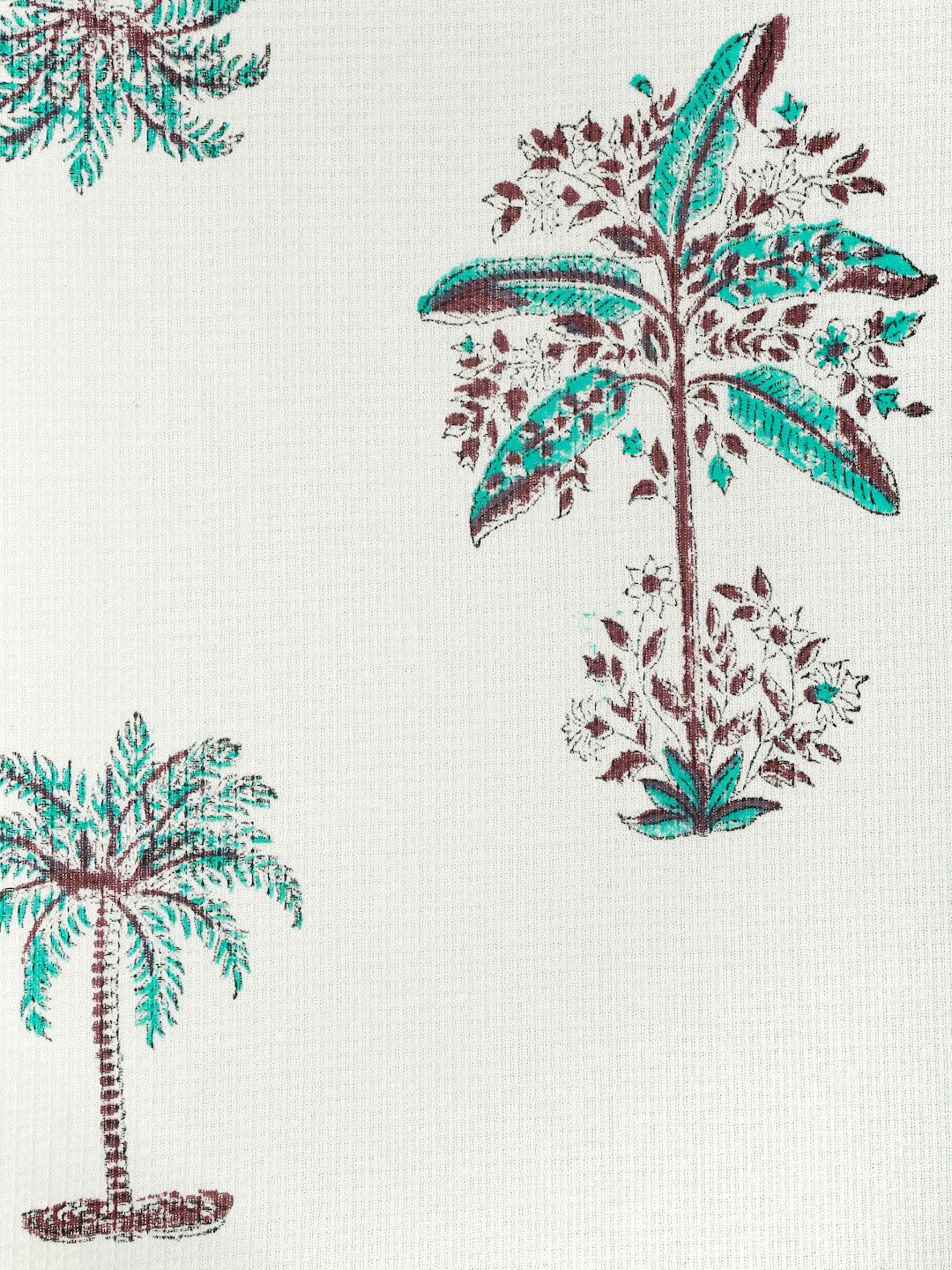 Cream and Turquoise 180 GSM Hand Block Cotton Towel Set of 3