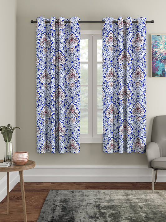 Rajsthan Décor Screen Print Cotton Floral Window Curtain Set of 2 (54x62 Inch)
