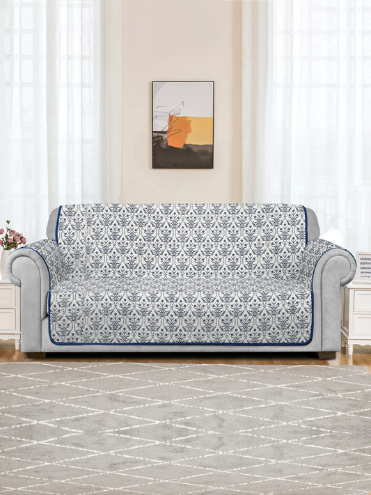 Rajasthan Decor Screen Print Quilted Floral 3 seater Sofa Cover