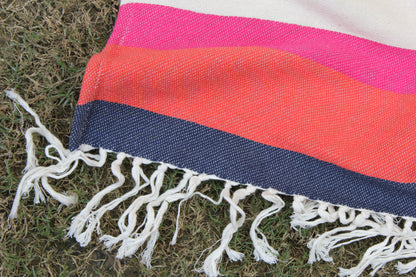 Boho look multi color jacquard hand loom throw blanket