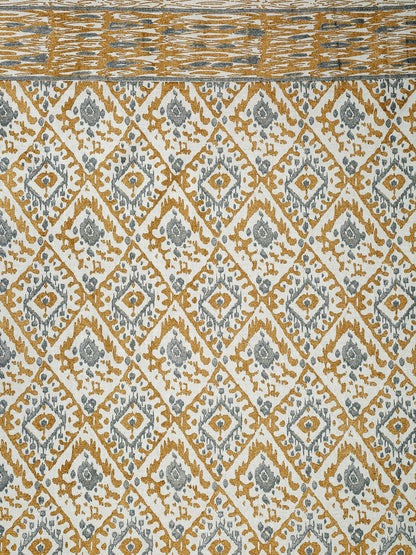 Copper and Silver Colour Cotton Metallic Print Set of 2 Door Curtain (47x85 Inch)