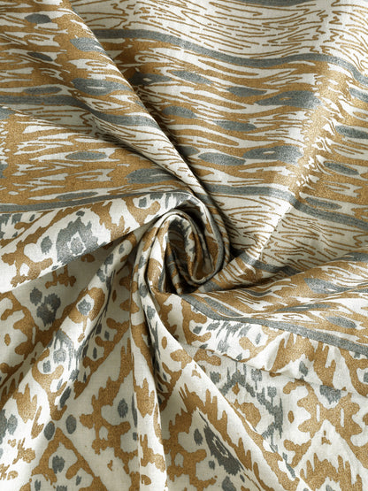 Copper and Silver Colour Cotton Metallic Print Set of 2 Door Curtain (47x85 Inch)