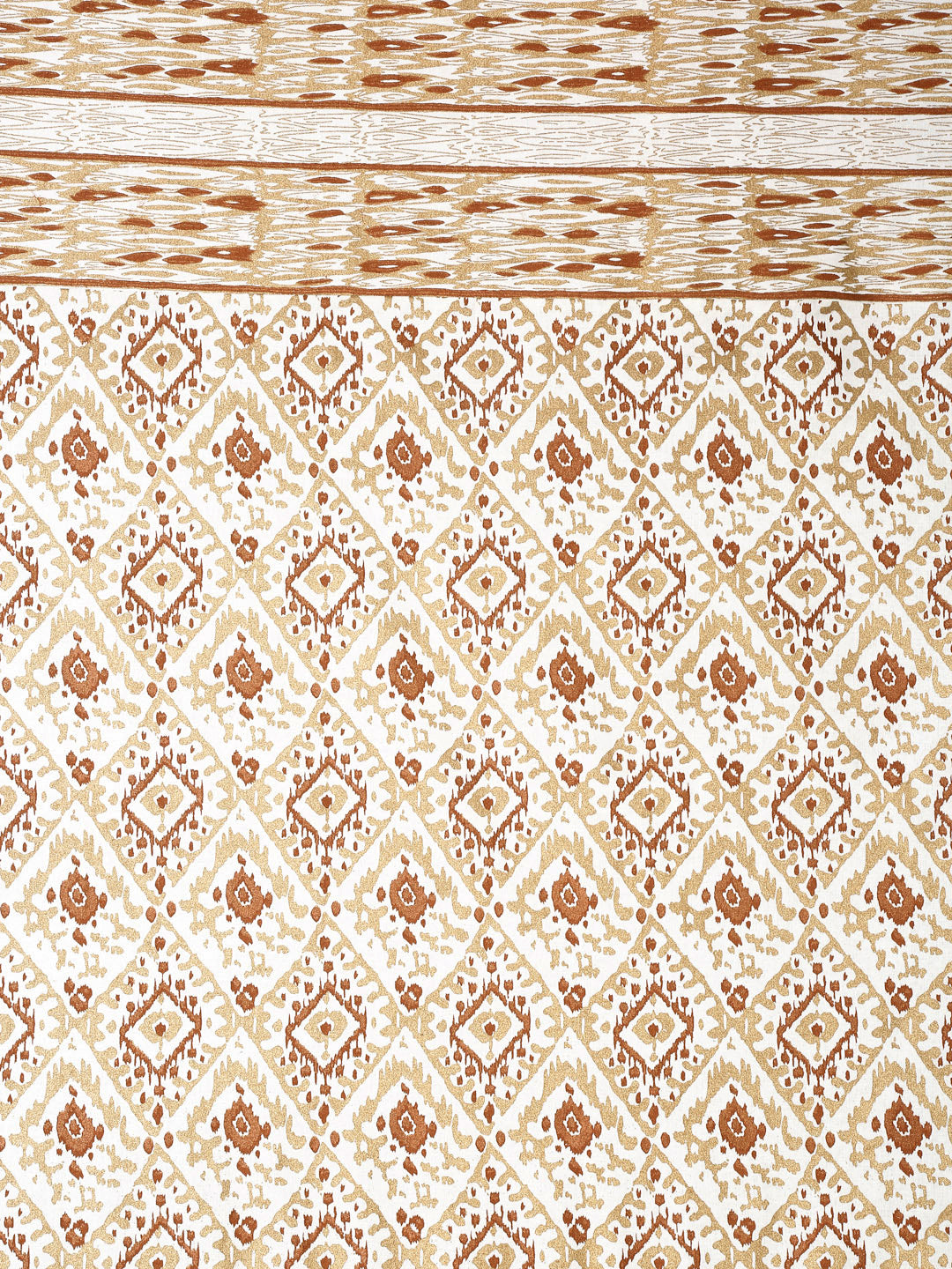 Rust and Gold Colour Cotton Metallic Print Set of 2 Door Curtain (47x85 Inch)