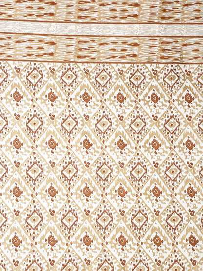 Rust and Gold Colour Cotton Metallic Print Set of 2 Door Curtain (47x85 Inch)