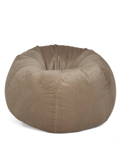 Camel Brown Solid Velvet XXL Bean Bag Cover