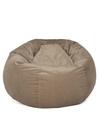 Camel Brown Solid Velvet XXL Bean Bag Cover