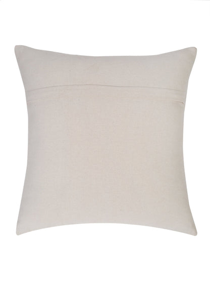 Set of 2 White & Pink Cotton Embroidered Square Cushion Covers