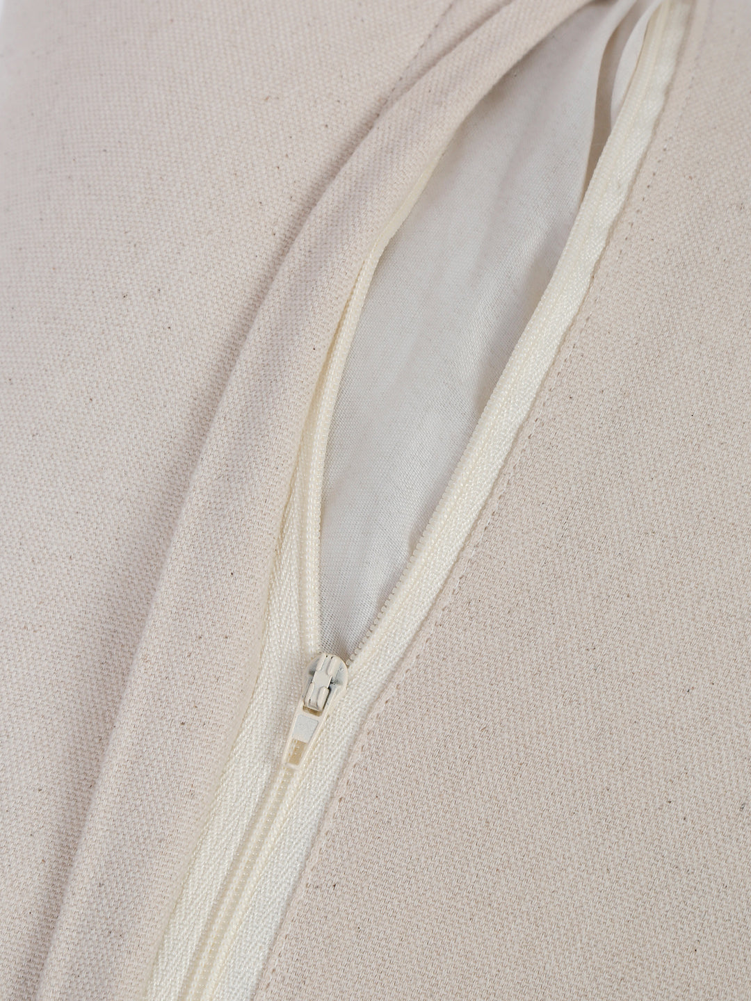 Set of 2 White & Pink Cotton Embroidered Square Cushion Covers