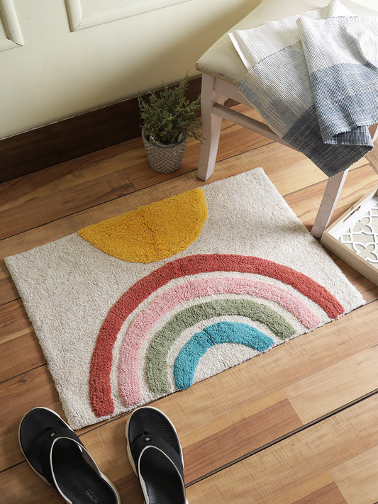 Rainbow Bath Mat Tufted Bath Rug Cotton Bath Mat