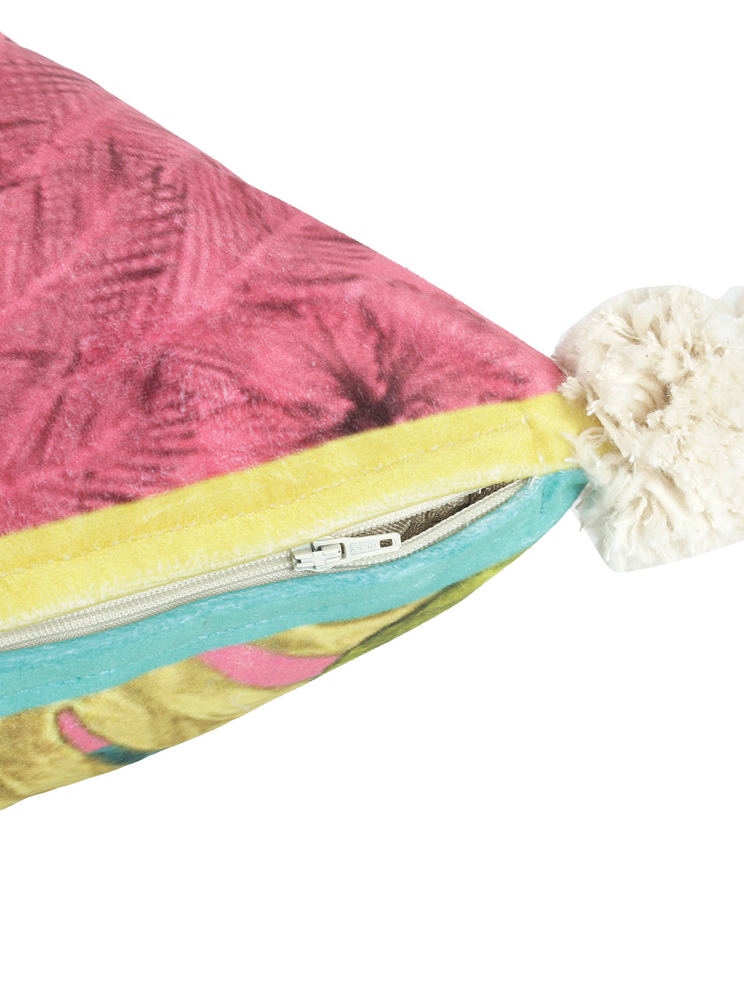 Pink Set of 2 Floral Square Velvet Reversible Cushion Covers