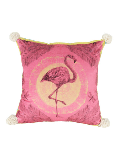 Pink Set of 2 Floral Square Velvet Reversible Cushion Covers