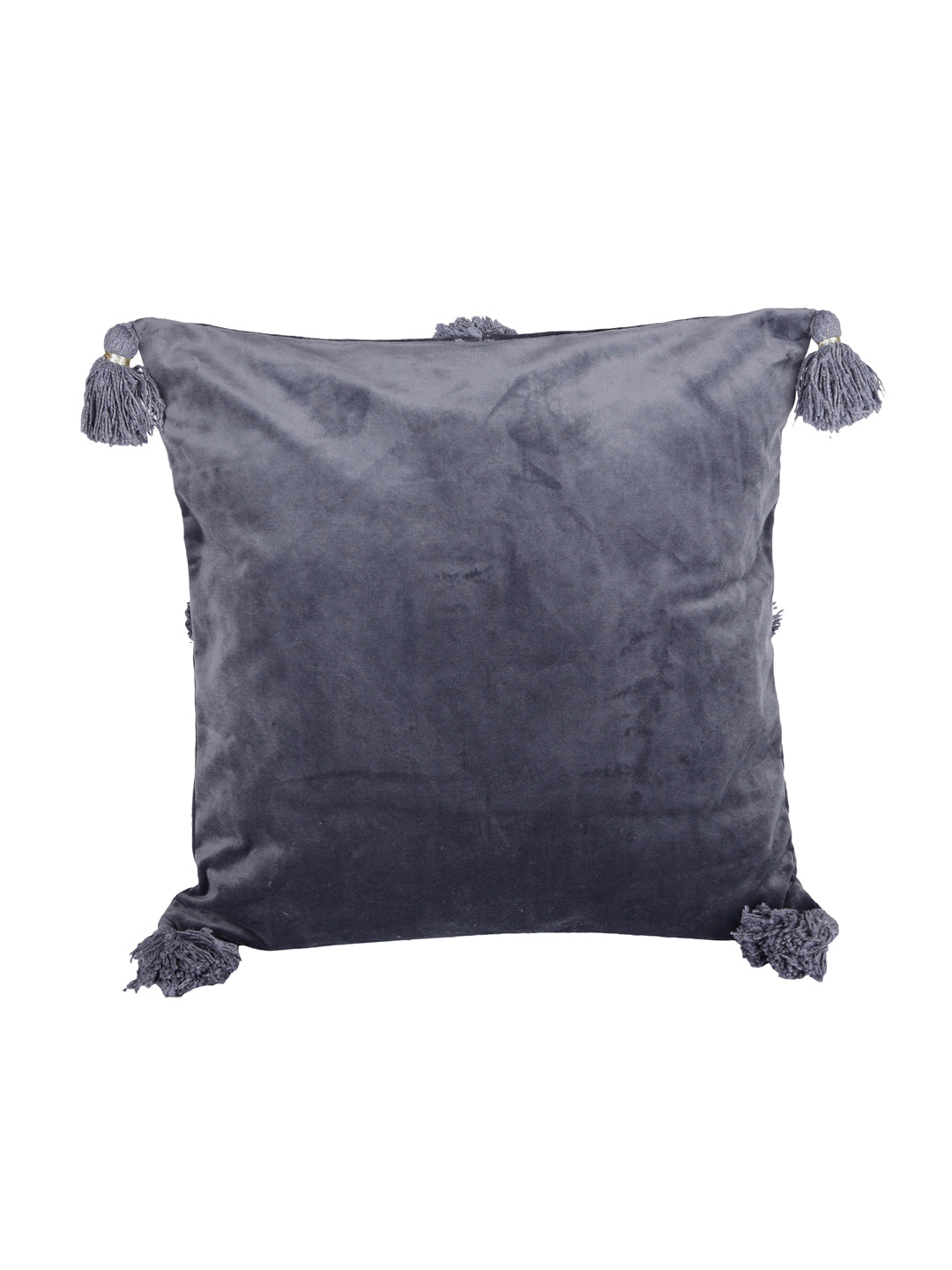 Set of 2 Grey Textured Square Velvet Sustainable Cushion Covers