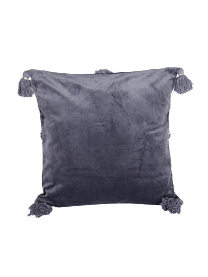 Set of 2 Grey Textured Square Velvet Sustainable Cushion Covers