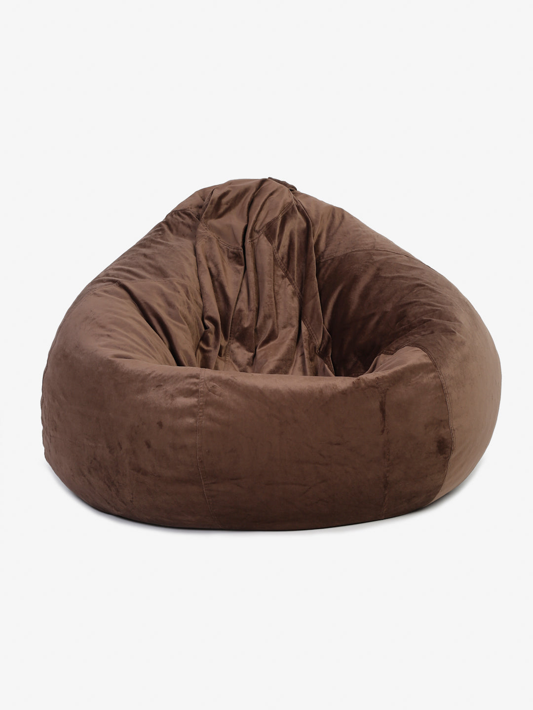 Brown Solid Velvet XXL Bean Bag Cover