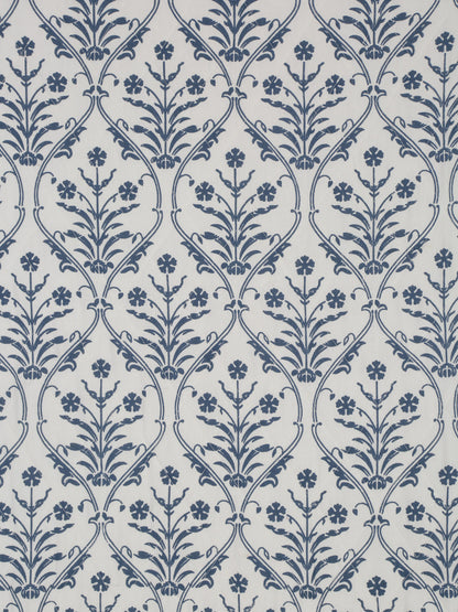 Rajasthan Decor White and Blue Quilted Printed Cotton 1 Seater Sofa Cover