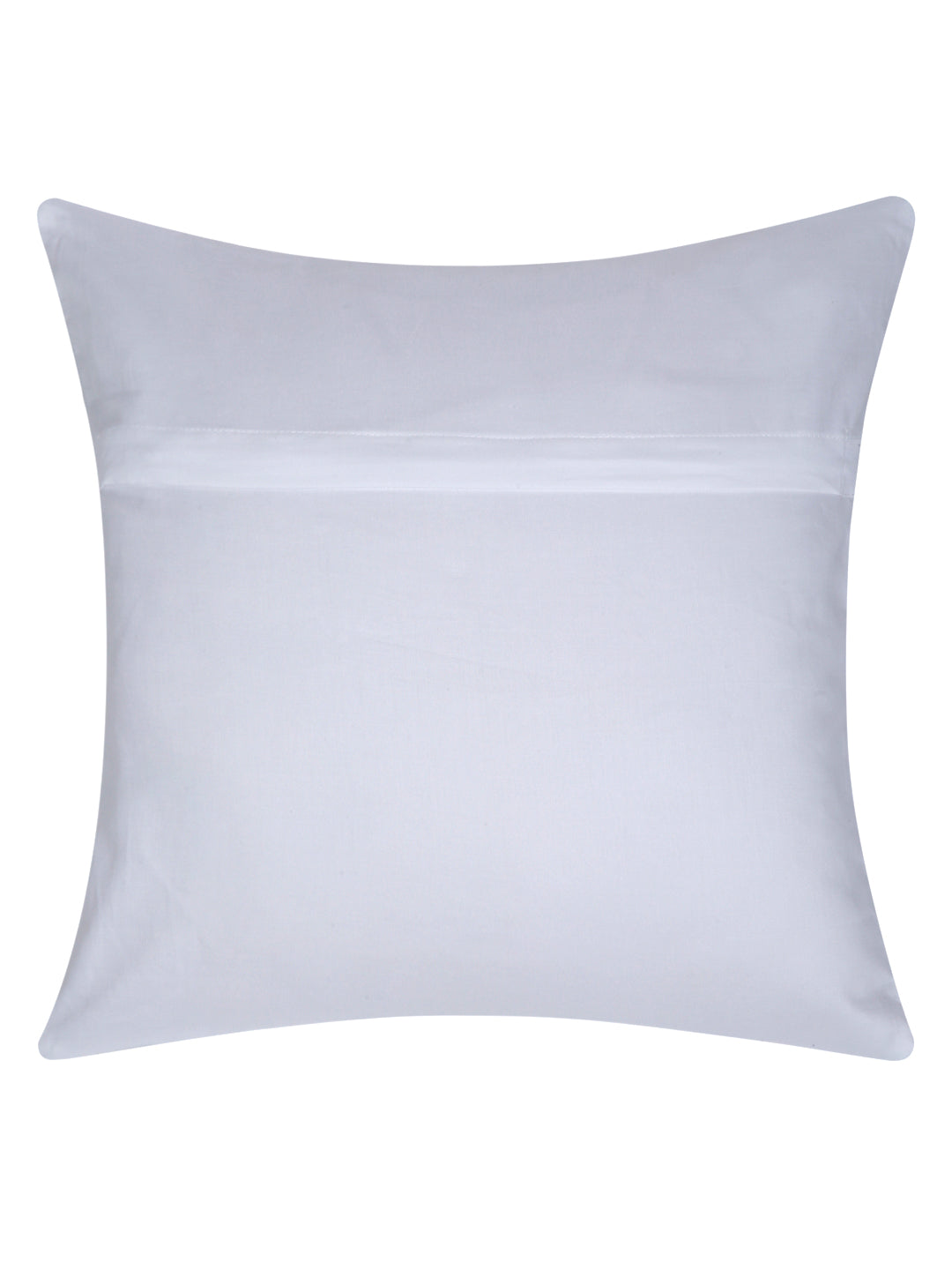 White and Beige Hand Block Quilted Pure Cotton Floral Cushion Cover Set of 2 (16x16 Inch)