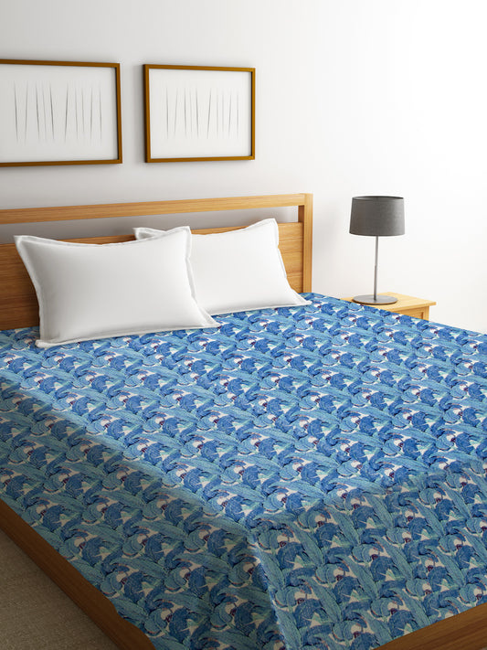 Block Print Blue Color Cotton Jaipuri Kantha Double Bed Cover/Bed Spread without pillow cover