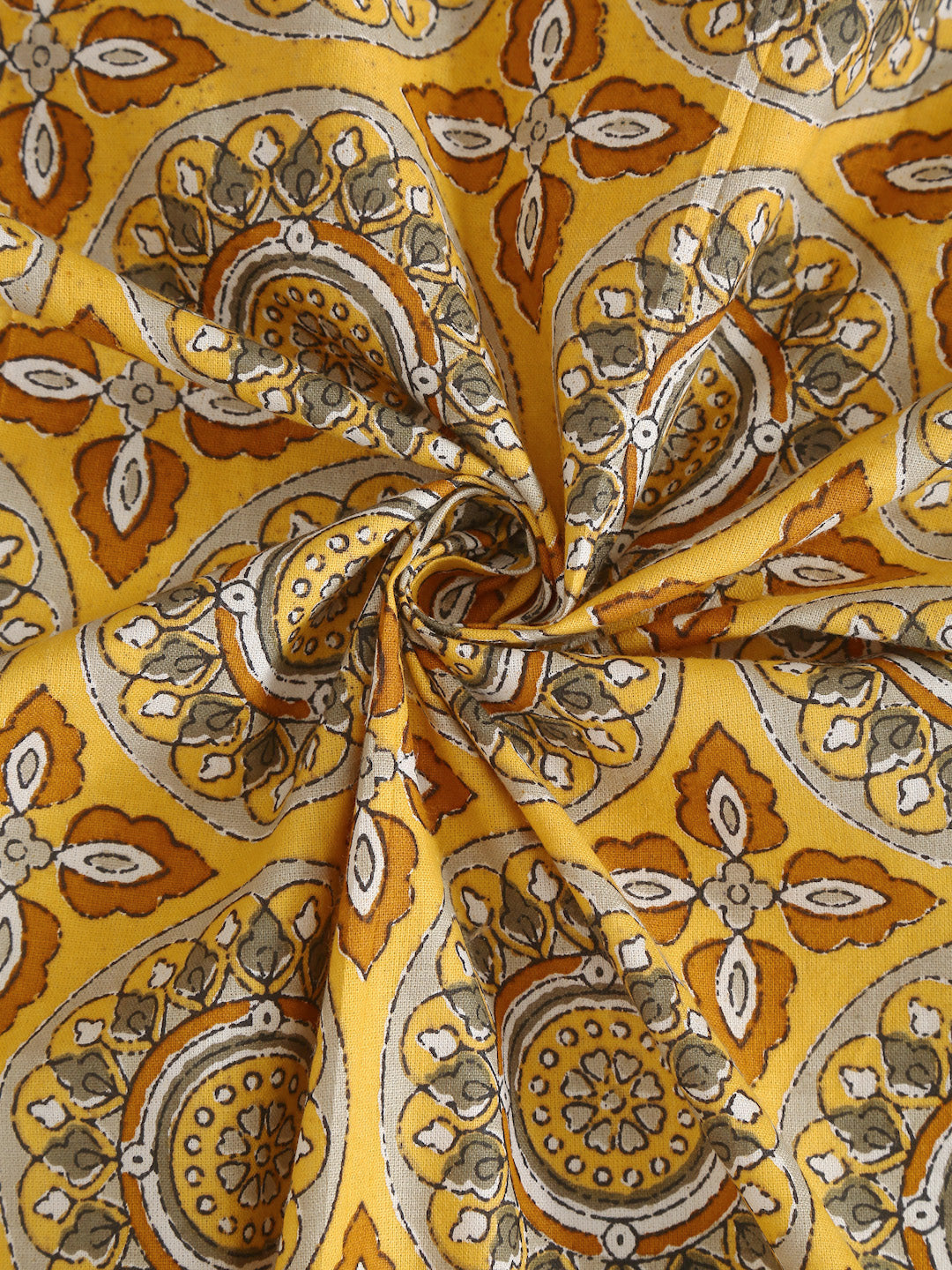 Rajsthan Decor Cotton Yellow Floral Set of 2 Window Curtain (51x62 Inch)