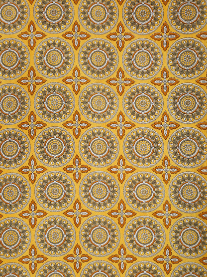 Rajsthan Decor Cotton Yellow Floral Set of 2 Window Curtain (51x62 Inch)